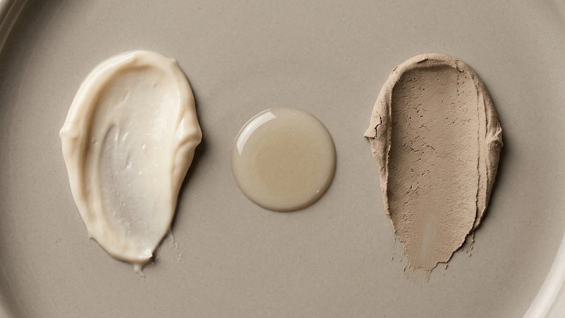 Natural product texture swatches on stone surface