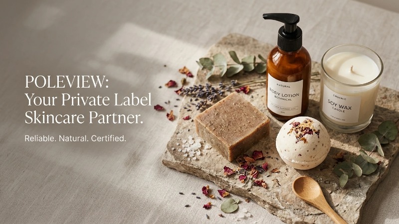 Natural skincare still life on stone slab